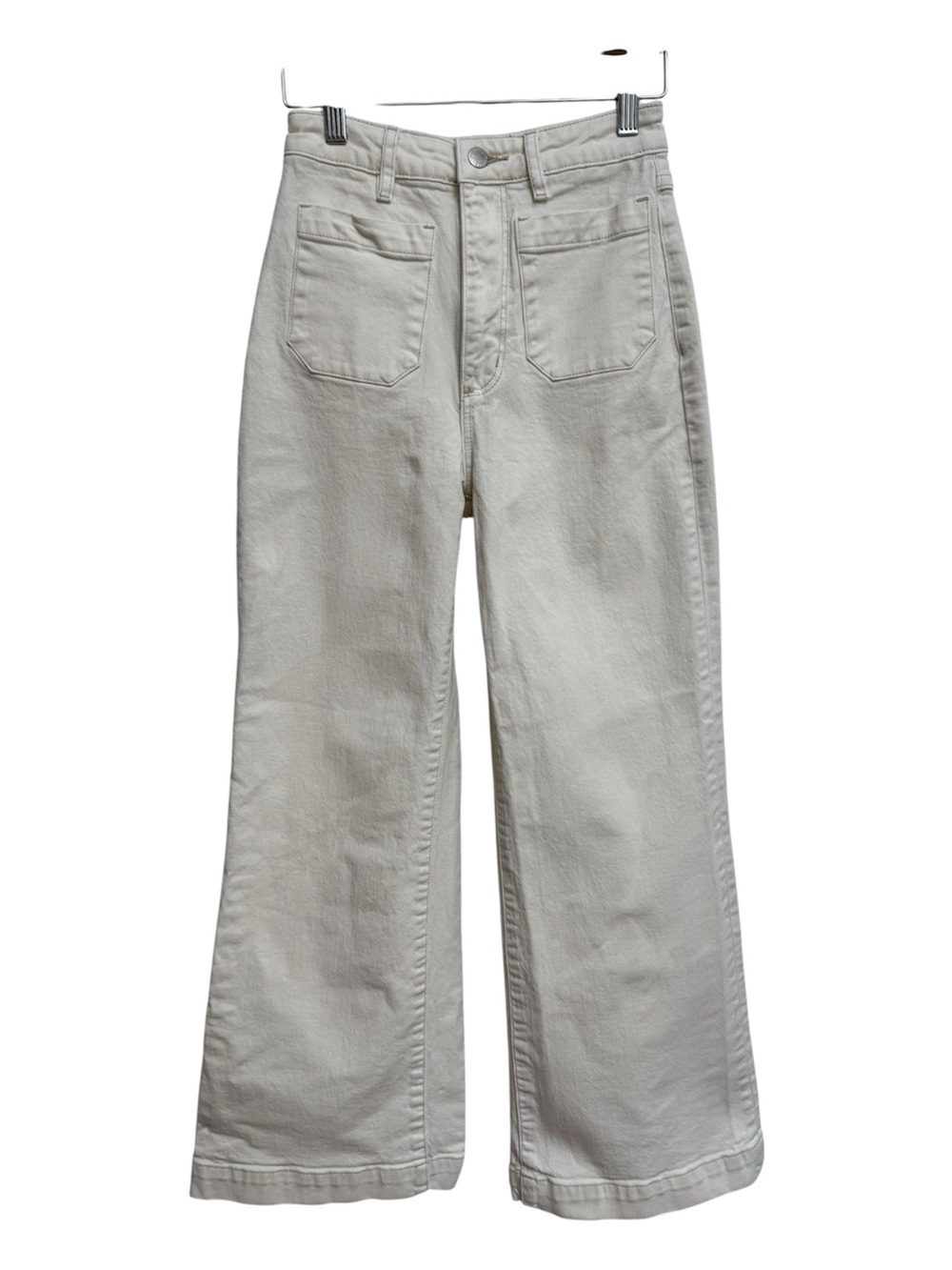 Rolla’s High Rise Wide Leg Jeans Women Size 24 Cream Patch Pockets Closet Staple